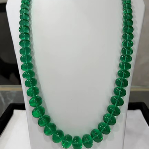 ลูกปัดมรกตทรงรอนเดลล์ สร้อยคอสวยงาม ลูกปัดสังเคราะห์ 1 เส้น - Product Image 1
