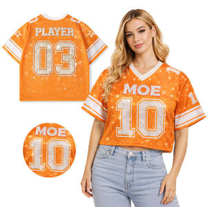 Jersey de Fútbol Americano Personalizado con Logotipo OEM al por Mayor, de Alta Calidad con Pedrería, Transpirable, Estilo Urbano para Mujer - Product Image 1