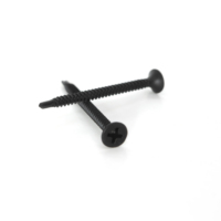Tornillo para paneles de yeso, clase 8.8, acero al carbono, rosca fina/grosa, punta de taladro, autoperforante, cabeza de platillo/trompeta, negro/gris, métrico/pulgada, PDC