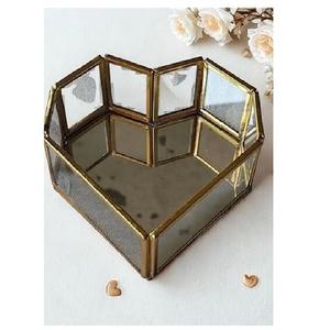 Plateau de service en verre en forme de cœur, décoration de table pour la maison, plateau de rangement pour bijoux et vaisselle dans le salon - Product Image 1