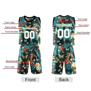 Conjunto de Uniforme de Baloncesto con Estampado Tropical Sublimado Personalizado, Uniforme de Baloncesto Transpirable para Hombre, Ropa Deportiva de Verano para Equipo - Product Image 2