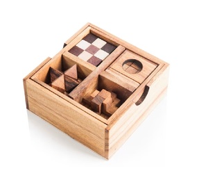Lot de 4 boîtes de puzzles en bois éducatifs, casse-têtes Montessori 3D IQ Burr pour enfants et adultes, défi mental, cadeau logique - Product Image 3