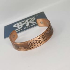 Pure Copper Metal Craft Magnetic Handmade Cuff <b>Bangle</b> <b>Engraved</b> Plain Design Antique/Polished Finish Lightweight Adjustable for - Product Image 4