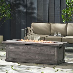 Brasero rectangulaire extérieur en béton MgO de 56 pouces, 50 000 BTU, gris, motif bois, couvercle de réservoir non inclus - Product Image 4