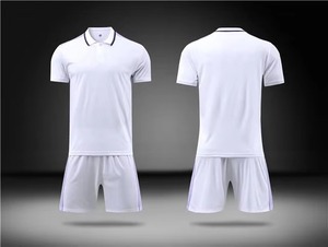 Maillot de football pour homme bleu clair et blanc, col rond, manches courtes, en polyester anti-humidité, coupe classique, toutes saisons - Product Image 3