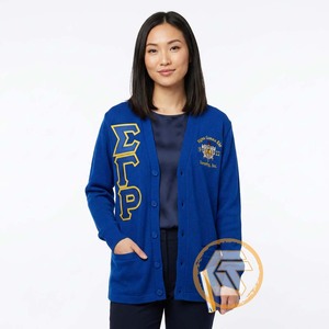 เสื้อกั๊กอะคริลิคปักลาย Sigma Gamma Rho แบบสั่งทำพิเศษ ติดกระดุมด้านหน้า สำหรับฤดูหนาว คุณภาพสูง คอวี สำหรับผู้หญิง - Product Image 2