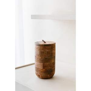 Pot en bois d'acacia écoresponsable fait main avec impression émaillée pour le rangement sur comptoir de cuisine – Bouteilles et bocaux - Product Image 1
