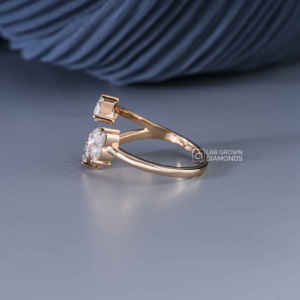 Bague en or jaune 14 carats avec moissanite taille cœur, ovale et poire pour femme, luxe, 1,63 carat de poids total, 3,12 grammes, bijoux fins de mariage - Product Image 3