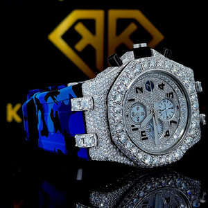 Fabriqué en Inde, qualité supérieure, design accrocheur, montre automatique en acier inoxydable avec quartz et diamants moissanite pour les acheteurs sérieux - Product Image 1