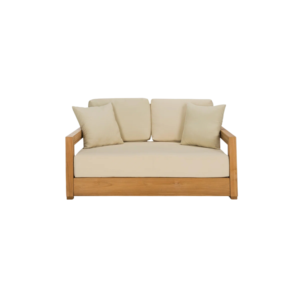 Ensemble de canapés de jardin modernes et durables en teck d'Indonésie, écologiques, trois places, coussins blanc crème, résistants aux UV - Product Image 3