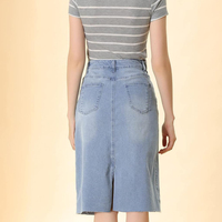 Rok Denim Wanita High Waist Vintage Polos Model Lurus Ringan Musim Panas Ramah Lingkungan Tahan Air Streetwear Pesta Panjang Midi