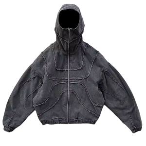 Streetwear unisexe College Hoodies personnalisés sans ficelle détresse respirant coton mélangé Hoodie - Product Image 1