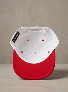 Gorra Unisex de 5 Paneles con Cierre a Presión, Blanca y Roja, Visera Plana, Color Sólido, Ajustable, Estilo Béisbol, Casual, para Adultos, para las Cuatro Estaciones - Product Image 3