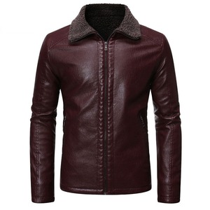 <b>Men's</b> Black <b>Leather</b> <b>Jacket</b> Slim Fit Windproof Full Zipper Regular Winter Wear <b>Jacket</b> For <b>Man</b> - Product Image 5