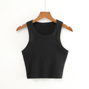 Chaleco de Punto para Mujer, Estilo Europeo y Americano, Hecho a Mano, Color Sólido, Cuello en V, Top Corto - Product Image 2