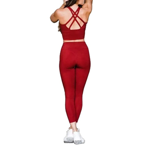 Ensemble de soutien-gorge de sport et leggings pour femmes grandes tailles, pour la gym, le fitness, l'entraînement, en spandex/polyester respirant - Product Image 1