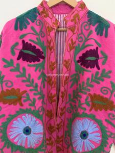 Chaqueta de algodón con bordado floral bohemio, cuello mandarín, manga larga, ropa de abrigo de primavera para mujer - Product Image 4