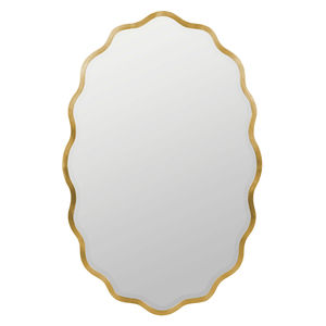 Miroirs muraux prêts à être expédiés avec cadre en métal de forme ovale, finition dorée, décoration murale, utilisations : miroirs muraux - Product Image 1