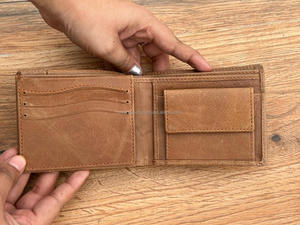 Cartera de hombre de cuero auténtico 100%, tarjetero, el mejor regalo para hombre, bolsillo de dinero de carbono hecho a mano - Product Image 5