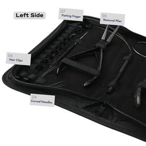 Kit d'outils pour extensions de cheveux noirs avec pince à extensions de 7 pouces, pince à micro-perles, pince à sertir et à retirer les micro-perles, et outils à boucle. - Product Image 4