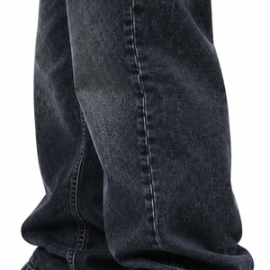 Pantalon Baggy Homme Jambe Large en Denim Délavé – Style Urbain Coton pour l'Automne - Product Image 6