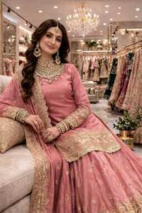 Designer Indian and Pakistani Short <b>Kurta</b> with Lehenga <b>Dress</b> for Weddings Heavy Zardozi Embroidery Work 2026 Collection - Product Image 4