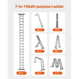 Scala Telescopica Multiuso 7-in-1 con 5 Gradini, Design Estensibile fino a 19 Piedi di Altezza, Capacità di Portata Elevata, Altezza Estesa 28 Piedi - Product Image 2