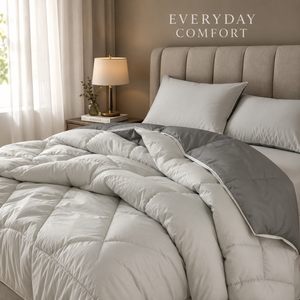 Elegant 350 GSM Ash Grey Pearl Grey Reversible Dual Tone Comforter Soft Warm Bedding | Premium <b>Winter</b> <b>Quilt</b> for Home Hotel Rooms - Product Image 5