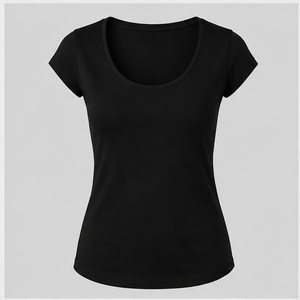 <b>Womens</b> <b>Black</b> Scoop Neck Cap Sleeve Slim Fit Plain T <b>Shirt</b> WTS-0012 - Product Image 1