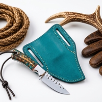 Couteau de chasse EDC à lame fixe en acier carbone fait main, manche en forme de cône de pin avec étui, vente directe usine