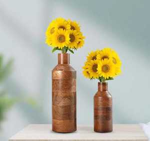 Ensemble de 3 vases en bois de pin brûlé, pot carré en bois pour fleurs artificielles, décoration de table rustique pour mariage - Product Image 6