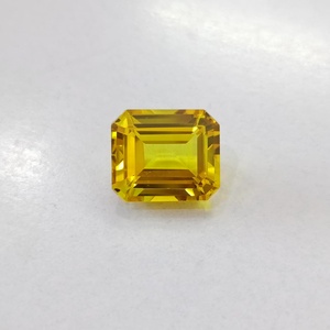 Zafiro amarillo cultivado en laboratorio, piedra preciosa suelta de calidad premium, corte esmeralda, claridad brillante, piedra facetada para la fabricación de joyas. - Product Image 3