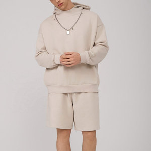 Men's Winter Casual Breathable Soft Fabric Two-Piece Hoodie and Shorts <b>Set</b> with Custom Colors - Product Image 1