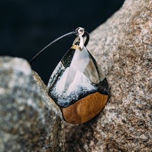 Natural Wood Resin Pendant Necklace Artistic Epoxy Jewelry Gift Handcrafted Resin and Wood Pendant Fashion Necklace - Product Image 6