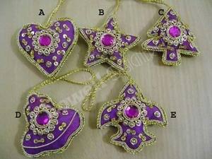 Ornements de Noël faits main de haute qualité avec broderie Zari, style indien, décorations pour arbre de Noël, boules décoratives pour arbre - Product Image 3