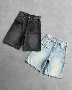 Jeans de mezclilla de cintura media, pierna ancha, desgastados y rotos, de algodón, corte holgado, para hombre, informales, para verano y otoño, ecológicos, en negro y azul claro. - Product Image 6