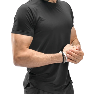 Men's Custom Black Aqua Performance <b>TShirt</b> Lightweight QuickDry Polyester Spandex Gym Training Sports Tee OEM Activewear Top - Product Image 3