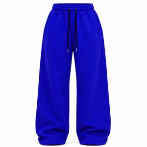 Pantalon de jogging décontracté en molleton pour femme, coupe droite ample, style streetwear, taille élastiquée avec cordon de serrage, en mélange de coton doux - Product Image 1
