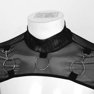 <strong>Men</strong> Mock Neck Long Sleeve T-Shirt See-Through Mesh Half <strong>Crop</strong> <strong>Top</strong> Party Stage Performance Clubwear Wholesale Bulk <strong>Crop</strong> <strong>Tops</strong> - Product Image 4