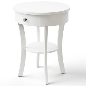 Tavolo rotondo a 2 livelli con mobili da soggiorno in legno a cassetto aperto - Product Image 5