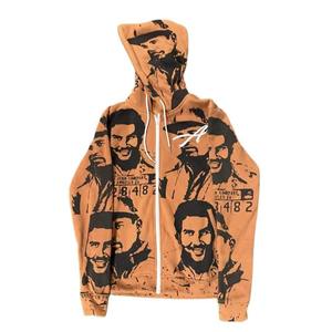 Sudadera con capucha de lujo de diseñador con cremallera completa, mangas largas, estampada, personalizada, de alta demanda, teñida lisa, impermeable, de punto, para invierno. - Product Image 1