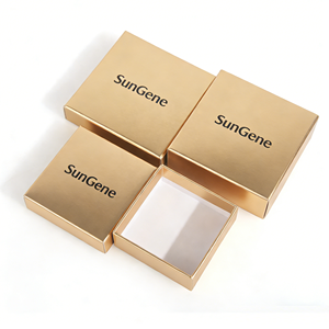 กล่องของขวัญหรูหราแบบแข็งสองชิ้น ฝาสีทอง ฐานสีทอง สำหรับบรรจุภัณฑ์เครื่องประดับสร้อยคอ ใช้ซ้ำได้ - Product Image 3