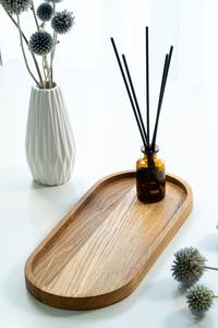 ถาดเสิร์ฟไม้รูปวงรี งานแฮนด์เมด ดีไซน์มินิมอล สีพื้น สำหรับจานและถ้วย - Product Image 3
