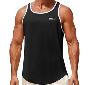 Men Ribbed Tank Top O Neck Sleeveless Cotton Polyester Casual Fitness <b>Vest</b> Custom Logo - Product Image 3