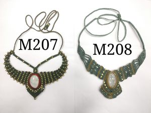Collar de macramé hecho a mano con perla de imitación y colgante de perla natural, cadena de cuerda ajustable, regalo de joyería tribal bohemia vintage - Product Image 3