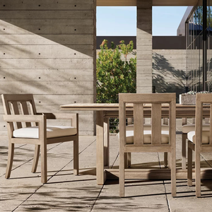 Mesa de Comedor Clásica para Exteriores, Madera de Teca Sólida, Tablero Rectangular con Listones, Base Resistente, Impermeable, para Patio y Jardín - Product Image 5