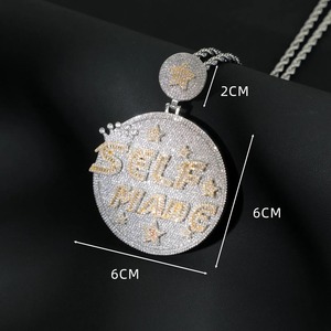 Iced Out Custom <b>Name</b> Letter Pendant 925 Silver Moissanite Hip Hop Charms Men's Jewelry Micro Pave Two Tone Circle Pendant - Product Image 2