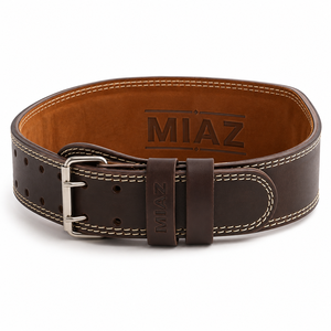 Ceinture de musculation en cuir véritable MIAZ, réglable, légère, durable, protection professionnelle, soutien lombaire pour adultes - Product Image 1