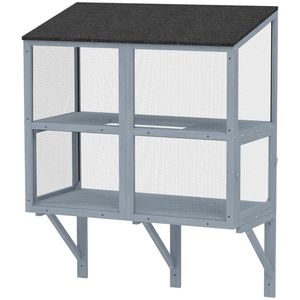 Gabbia per Gatti da Esterno Grigia, Montabile a Parete, Cuccia per Animali Domestici - Product Image 5