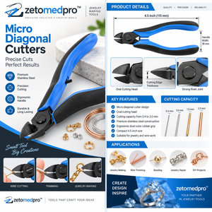 Alicates de Corte Diagonal Micro, Cabeza Ovalada, Alicates de Precisión para Cortar Alambre de Joyería, de 0.4 a 2.0 mm, 4.5 Pulgadas, Zetomed Pro - Product Image 6
